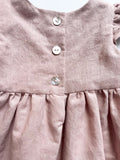 Dusty Pink Linen Dress with Flutter Sleeves