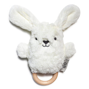 OB Designs Beck Bunny White Wooden Teether & Rattle Toy
