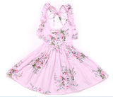 Soft Pink Cross Over Back Floral Cotton Dress