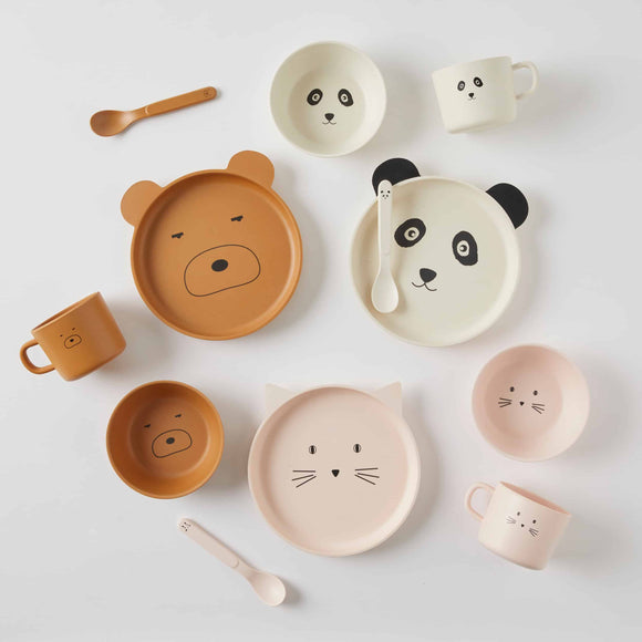 Animal Faces Bamboo Four Piece Dinnerware Sets for Kids